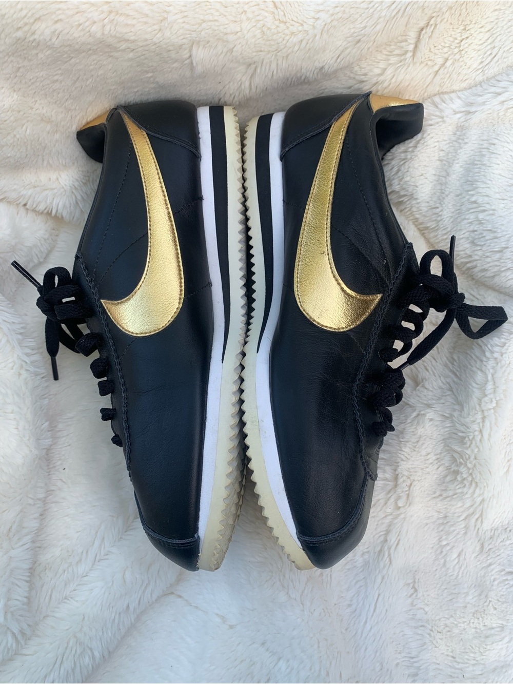 Nike Black and Gold Retro Runner Sneakers